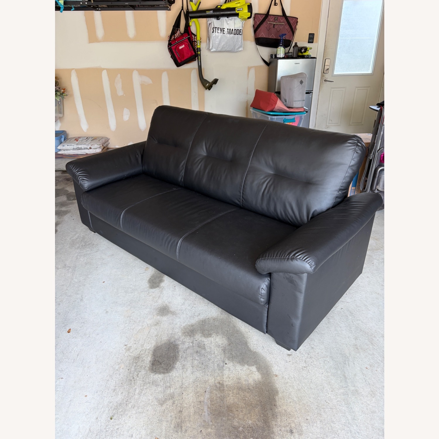 IKEA KNISLINGE Black Faux Leather 3+ Seater Sofa - image-2