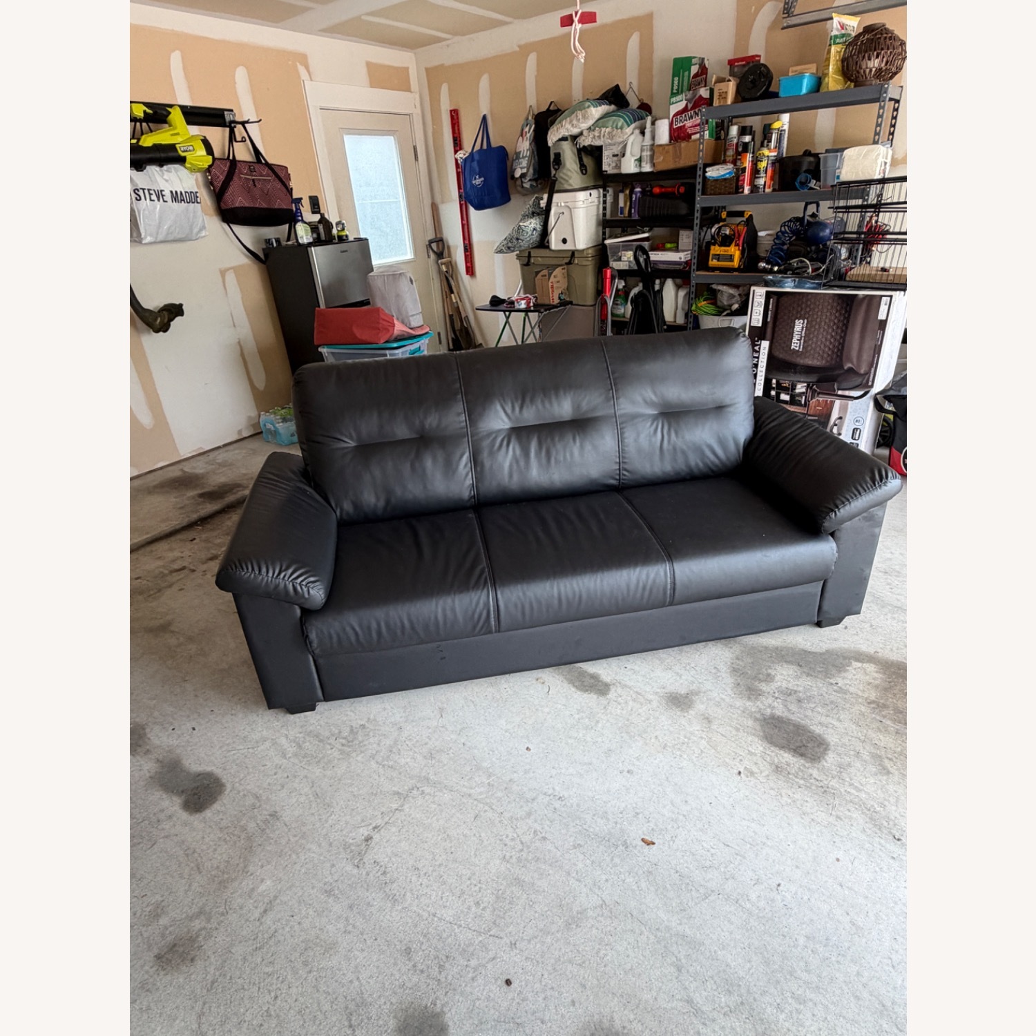 IKEA KNISLINGE Black Faux Leather 3+ Seater Sofa - image-6