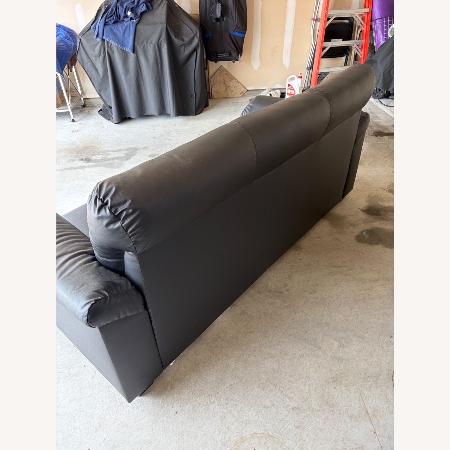 IKEA KNISLINGE Black Faux Leather 3+ Seater Sofa - image-5