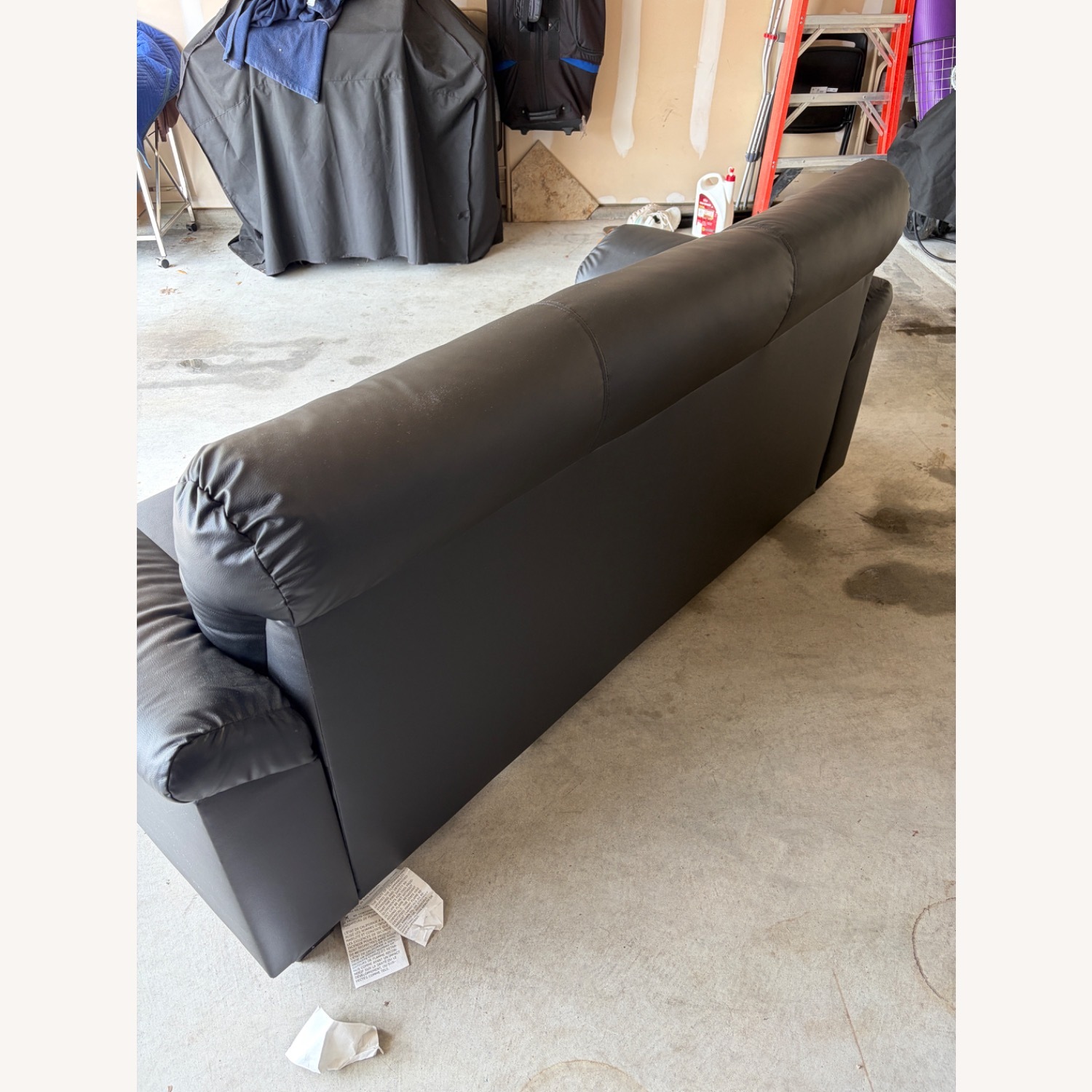 IKEA KNISLINGE Black Faux Leather 3+ Seater Sofa - image-4
