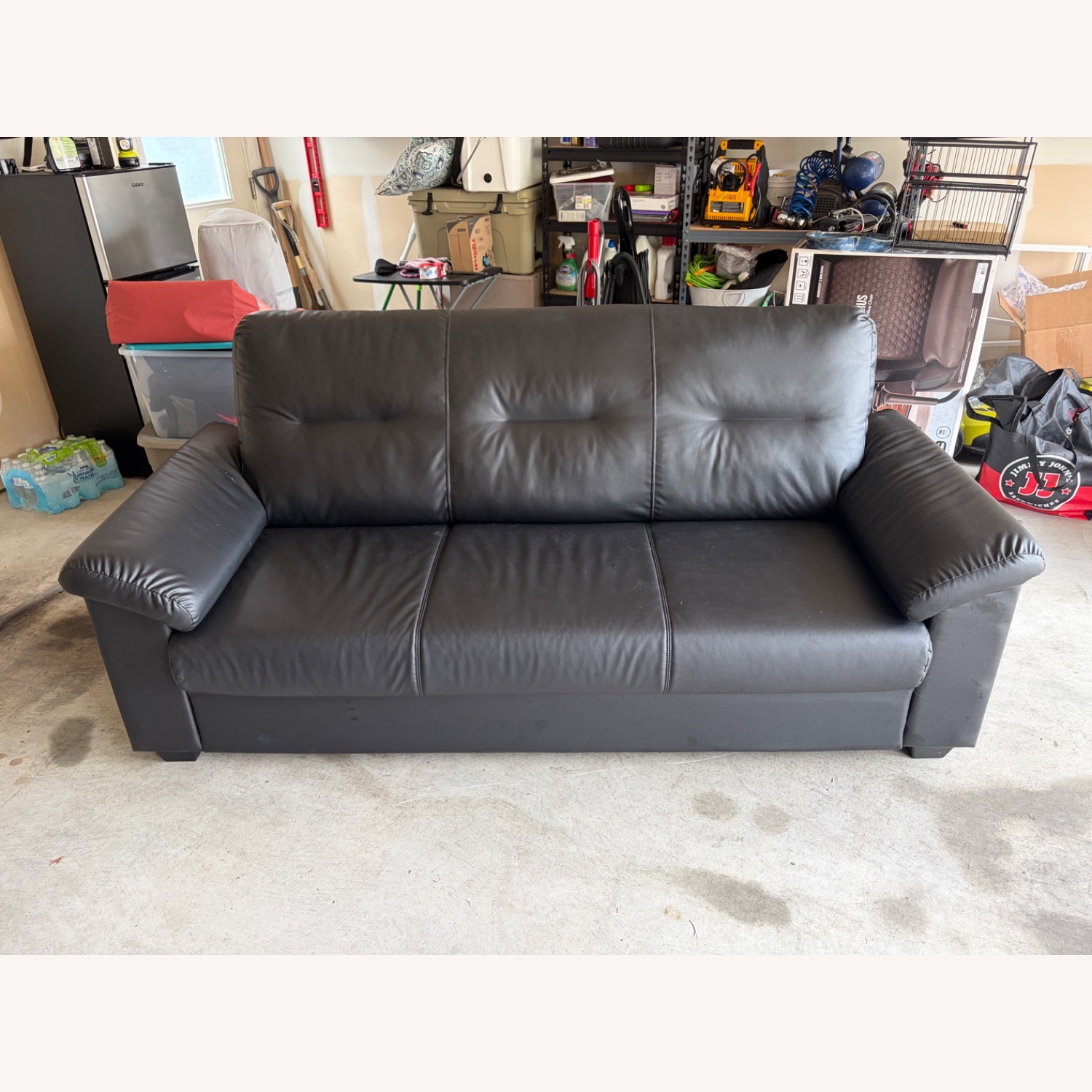 IKEA KNISLINGE Black Faux Leather 3+ Seater Sofa - image-3