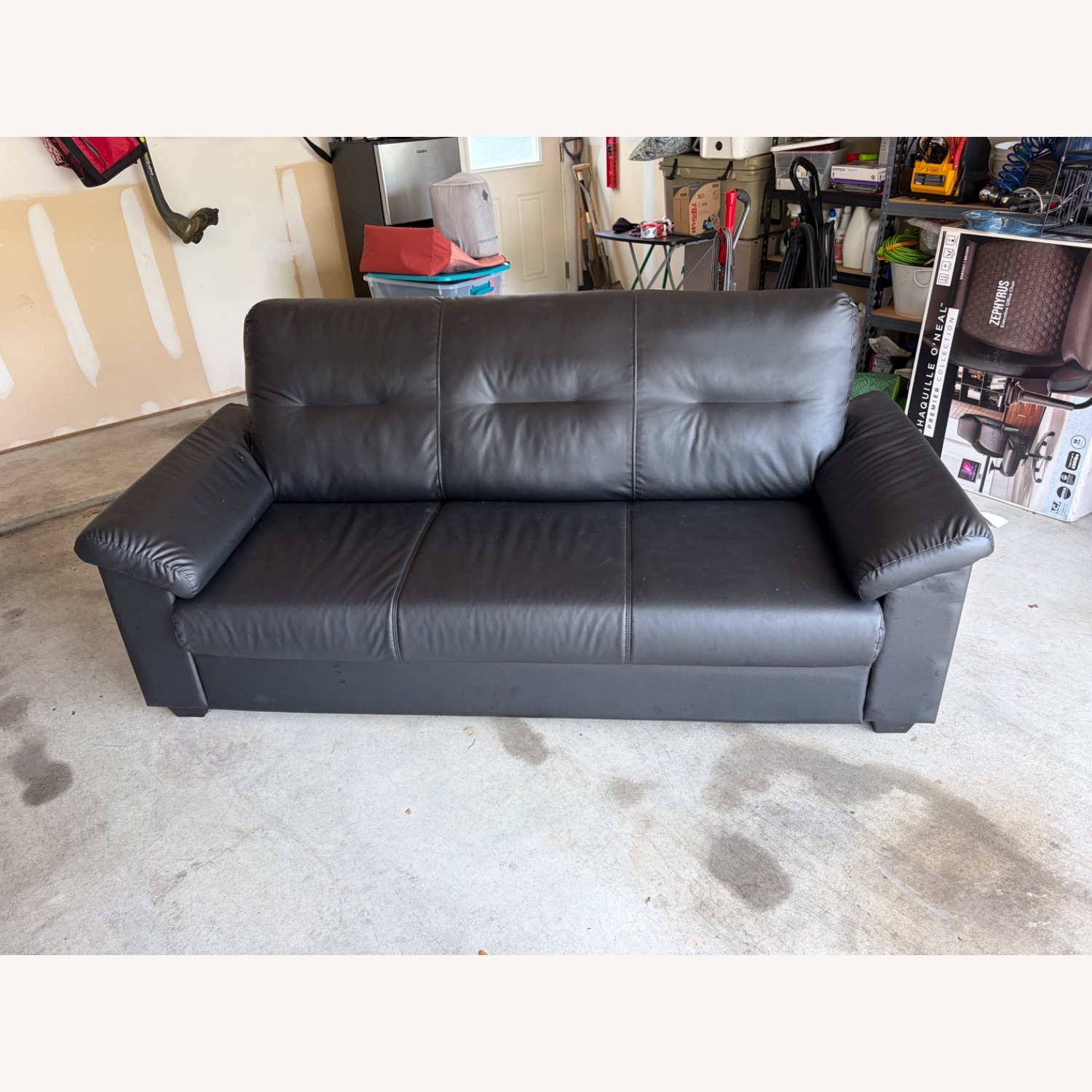 IKEA KNISLINGE Black Faux Leather 3+ Seater Sofa - image-7
