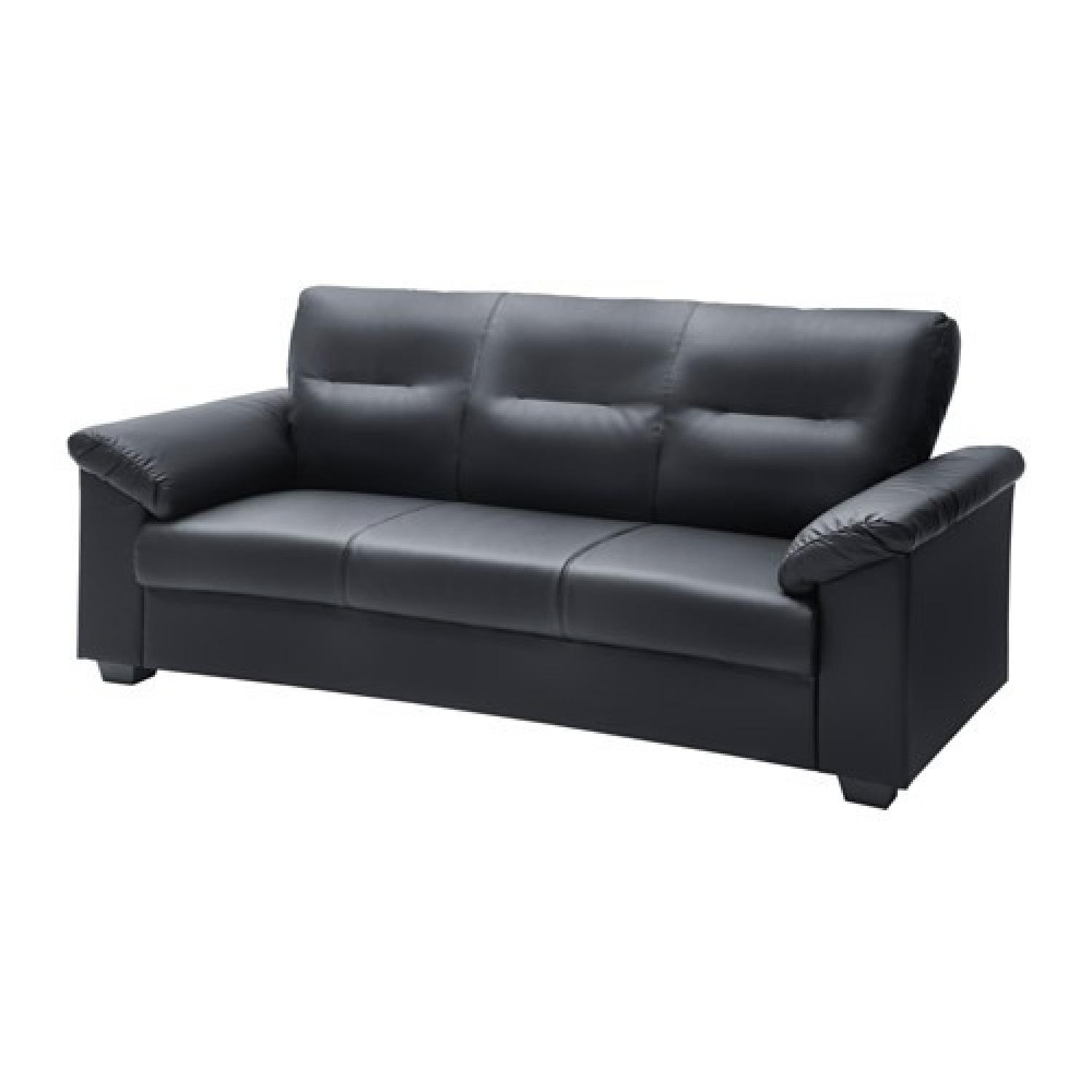 IKEA KNISLINGE Black Faux Leather 3+ Seater Sofa - image-8