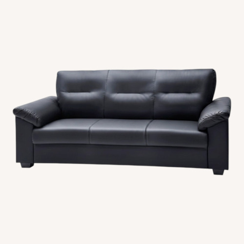 Used IKEA KNISLINGE Black Faux Leather 3+ Seater Sofa for sale on AptDeco