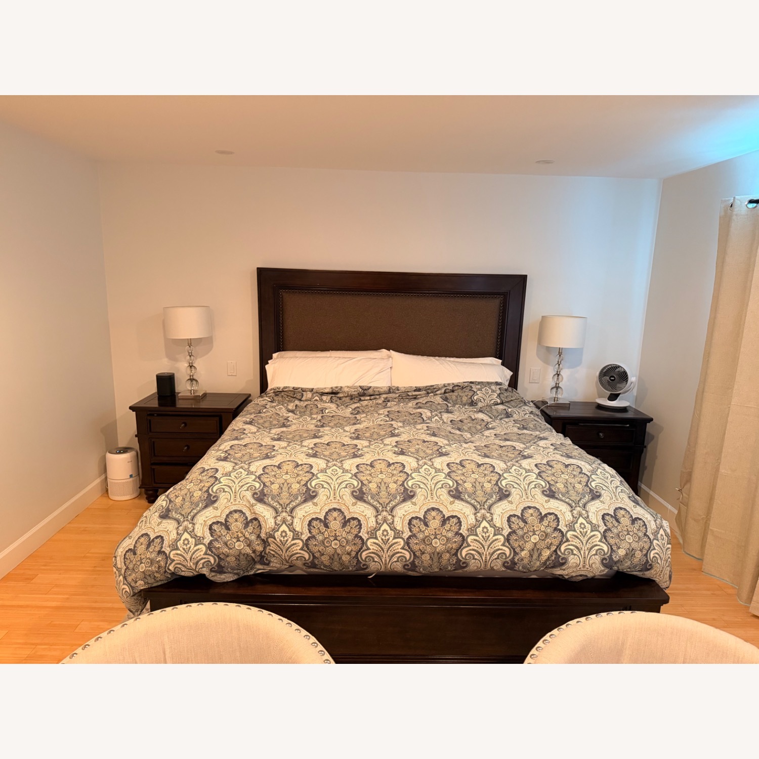 Ashley Furniture Dark Brown Wood King Bed - image-1