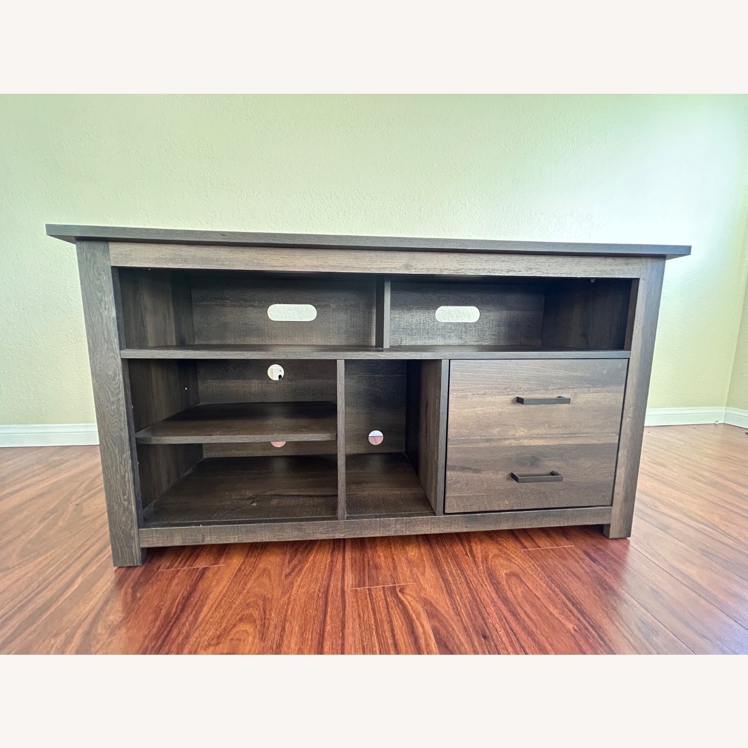 Dark Brown Wood Media Storage - image-1