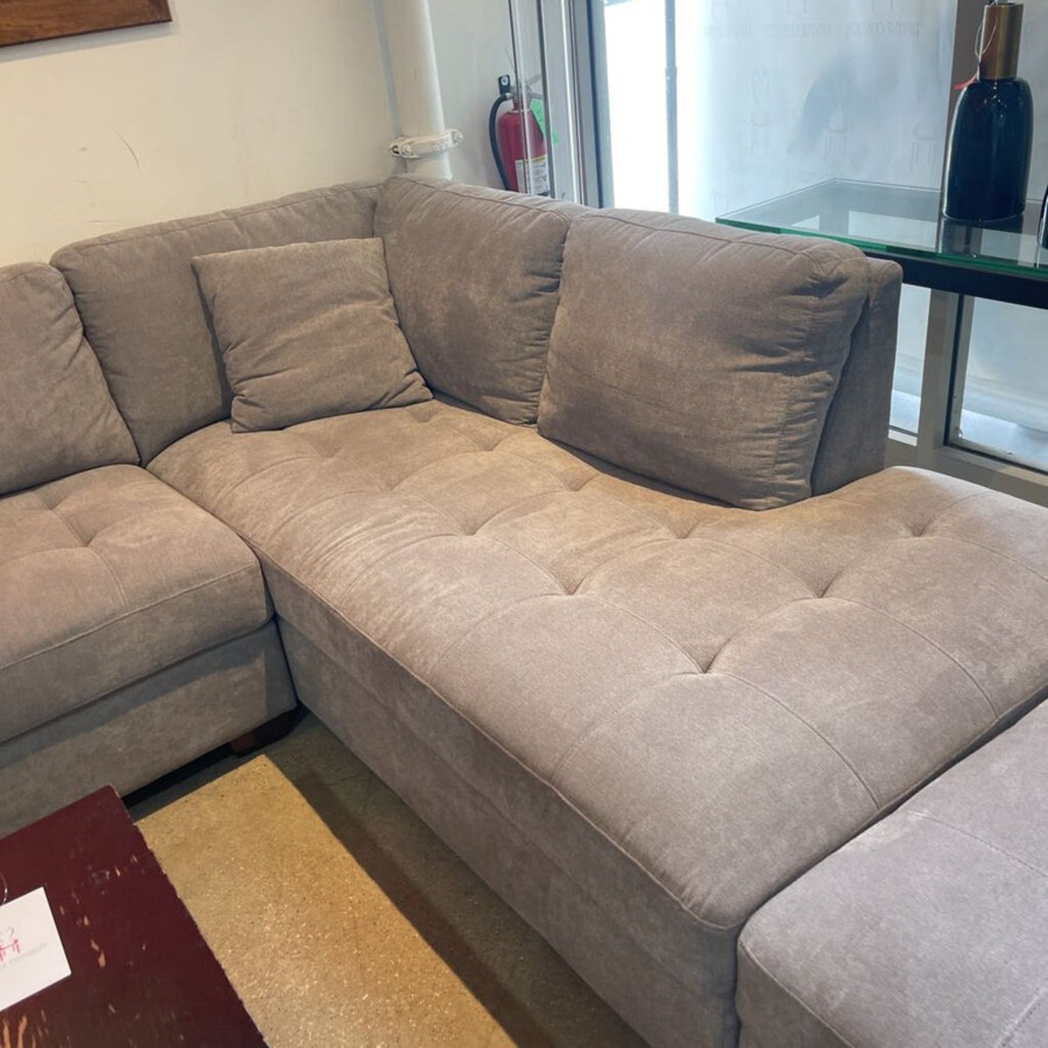 2pc Tufted W Chaise & Storage Grey Sectional - image-3