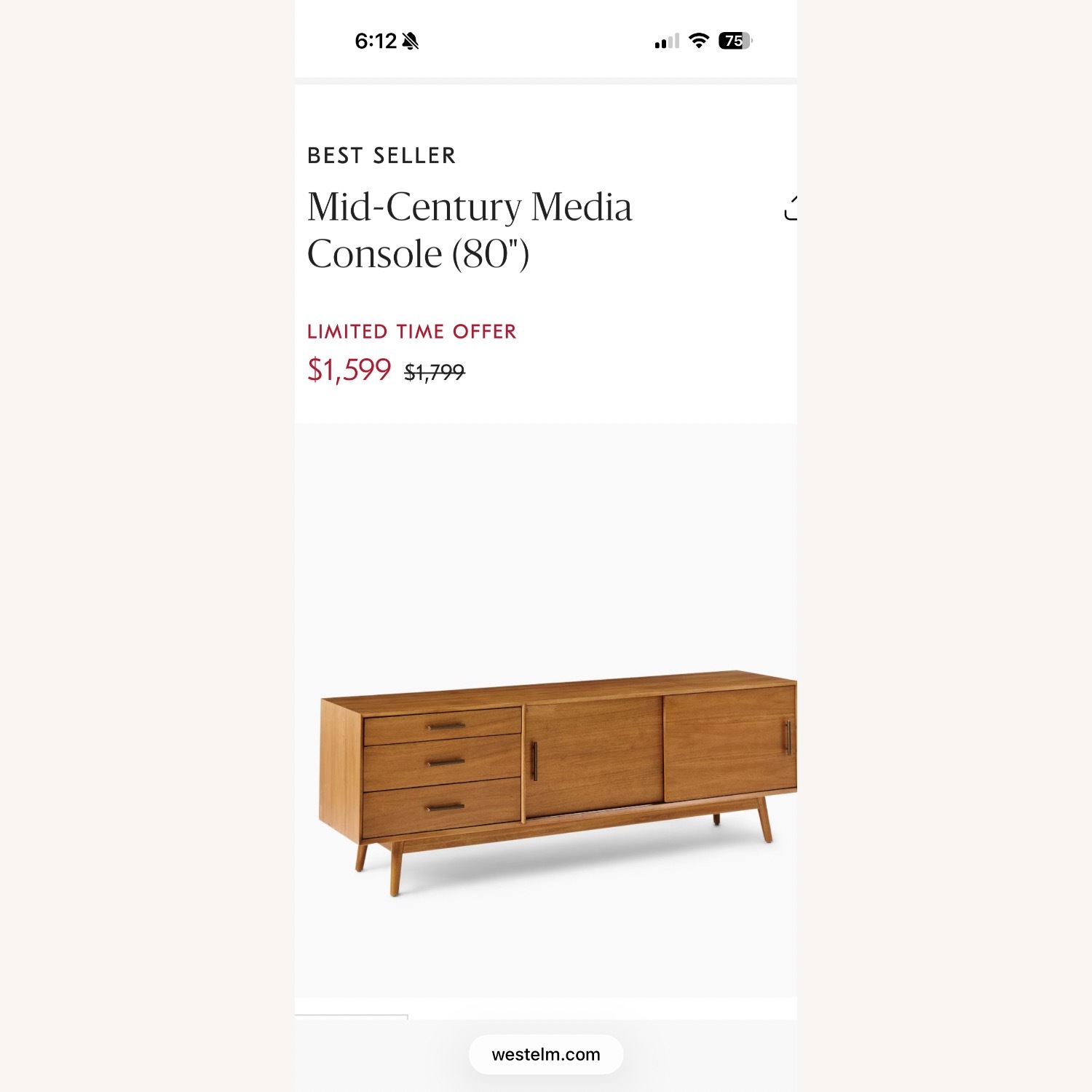 West Elm Mid-Century  TV Console  - image-2