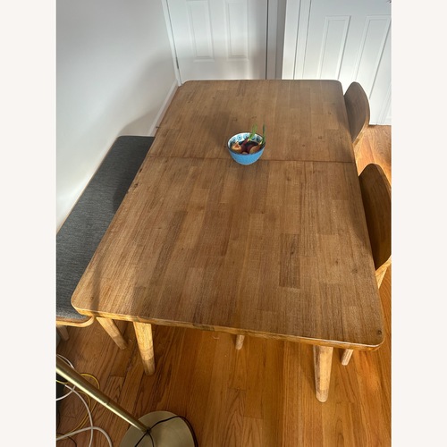 Used Castlery Seb Wood Dining Set w 2 Chairs & Bench for sale on AptDeco