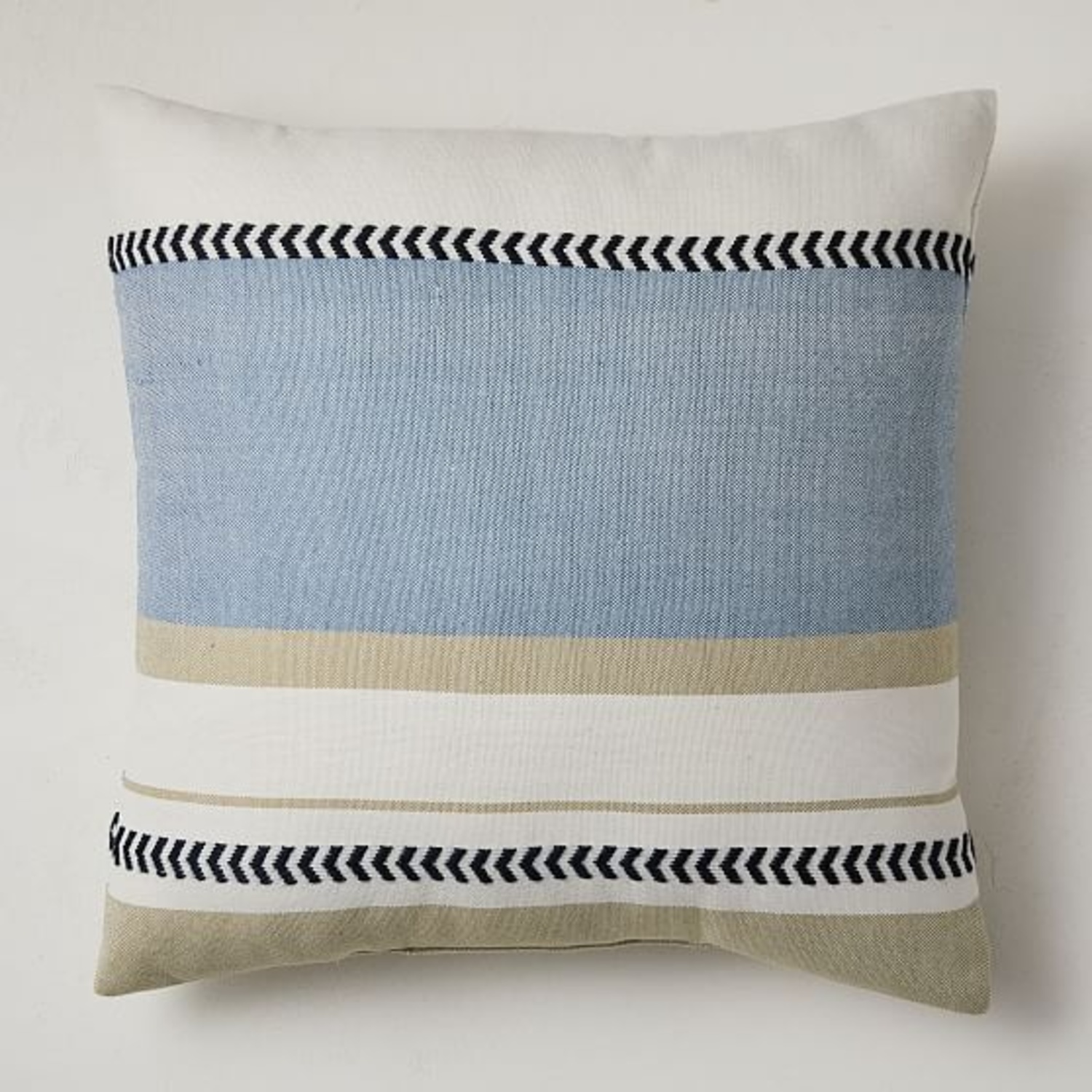 West Elm Blue Block Stripe Indoor Outdoor Pillow  - image-4