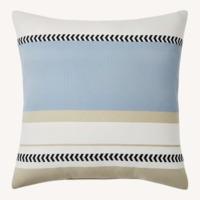 West Elm Blue Block Stripe Indoor Outdoor Pillow 