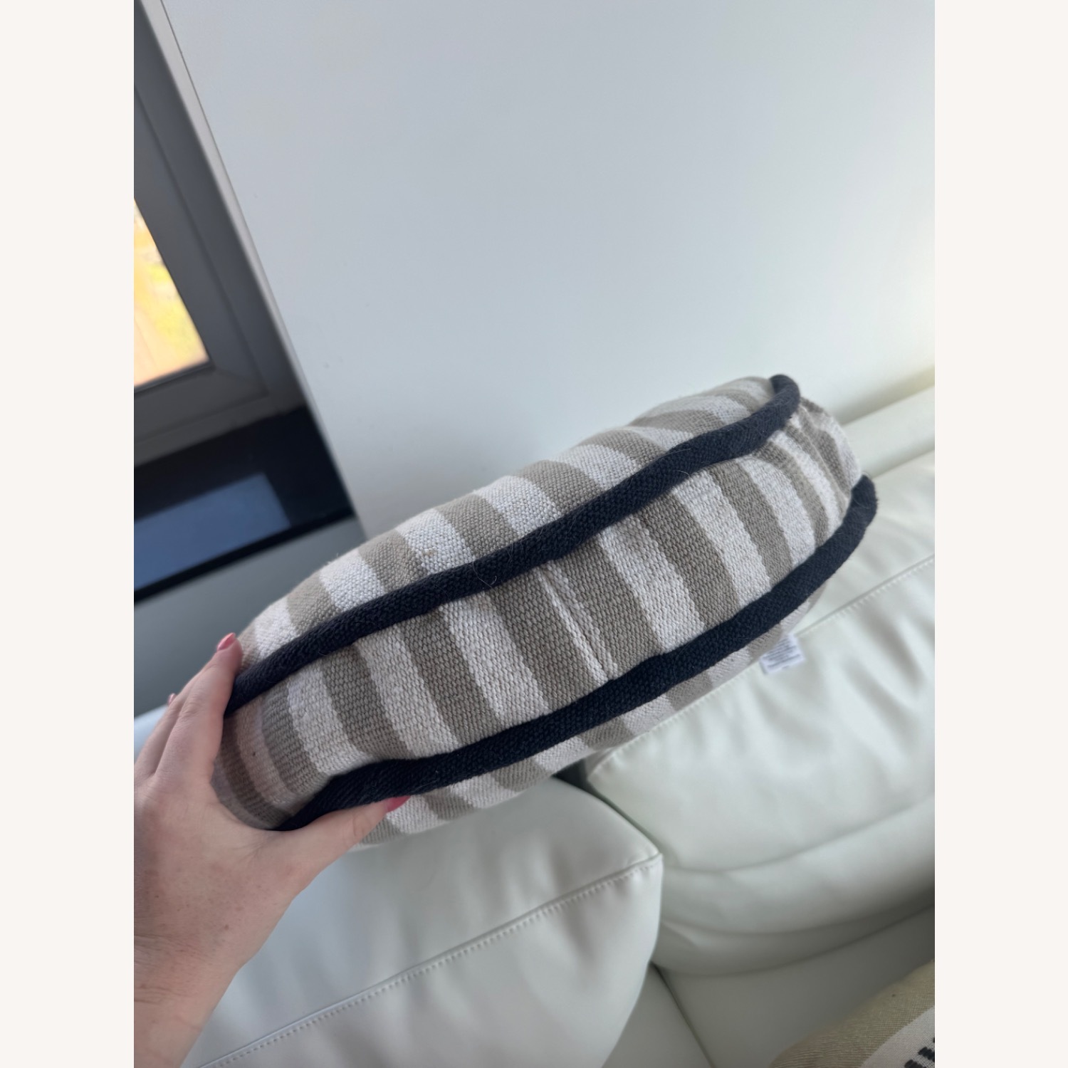 West Elm Pop Stripe Light Gray Pillow - image-3