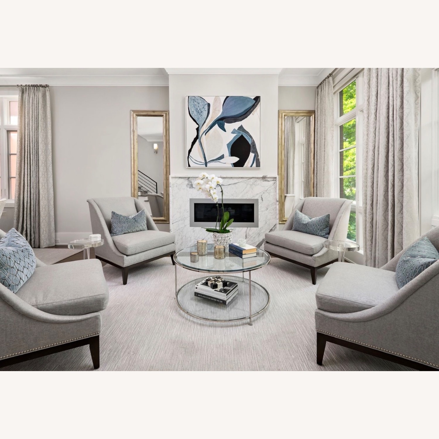 Set of 4 Vanguard Light Gray Accent Chairs - image-5