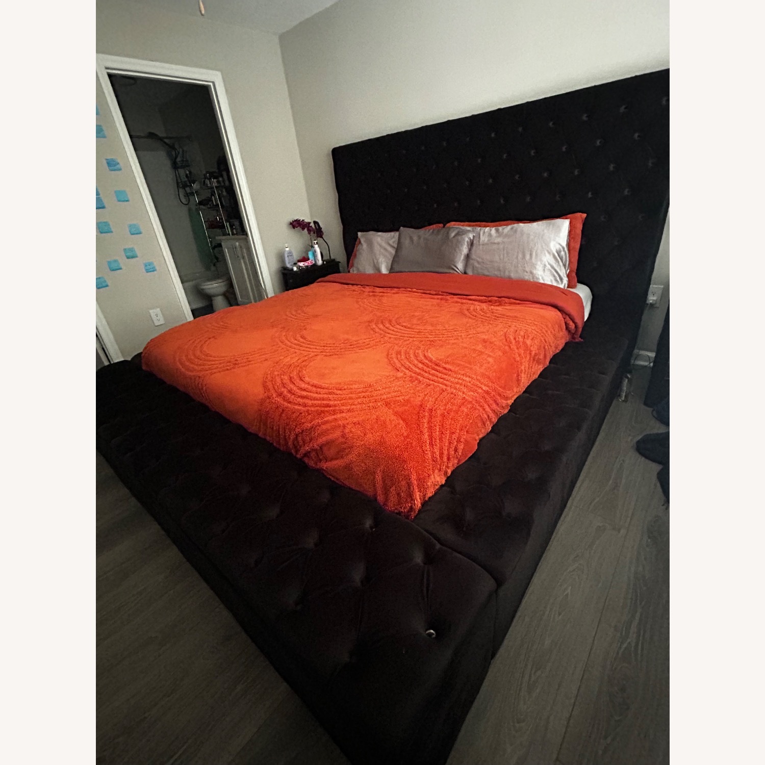 Black Fabric King Bed - image-2
