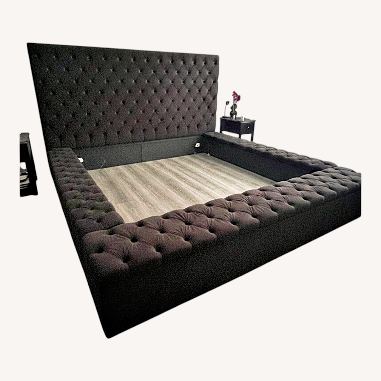 Black Fabric King Bed - image-4