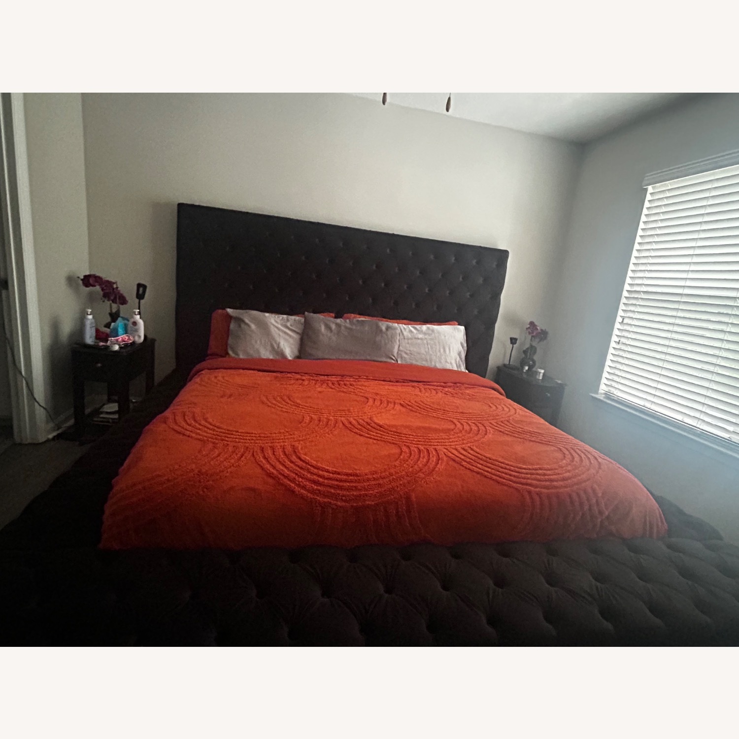 Black Fabric King Bed - image-3