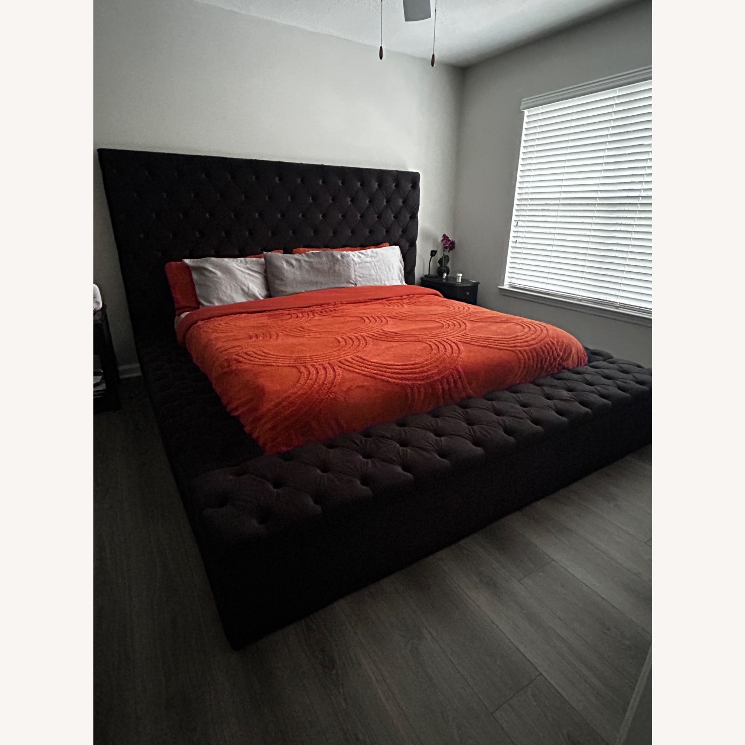 Black Fabric King Bed - image-1
