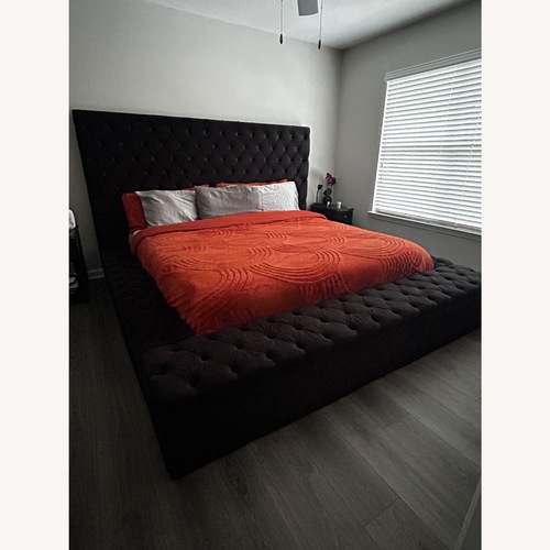 Used Black Fabric King Bed for sale on AptDeco