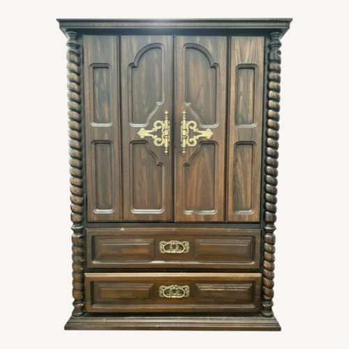 Used Vintage/Antique Finds Dark Brown Wood Armoire for sale on AptDeco