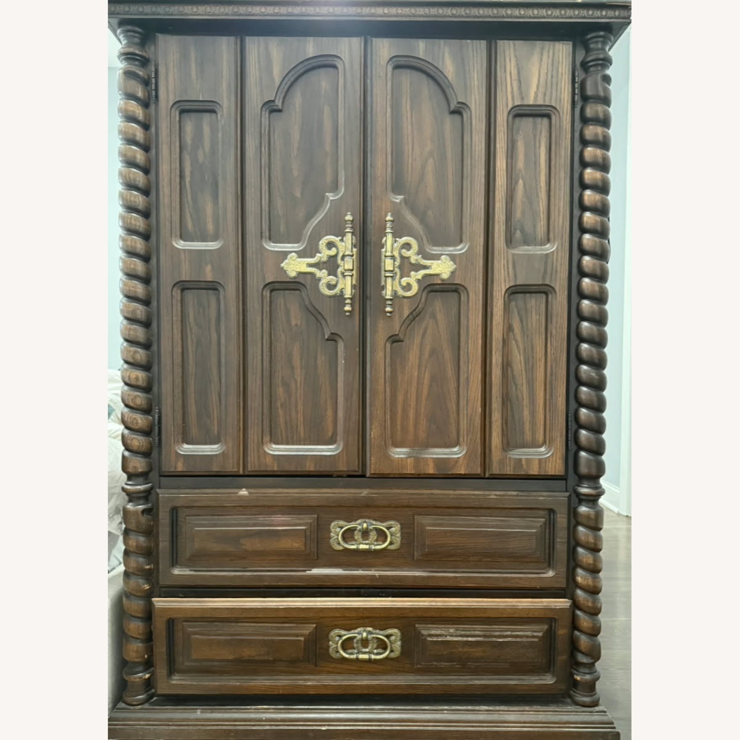 Vintage/Antique Finds Dark Brown Wood Armoire - image-5