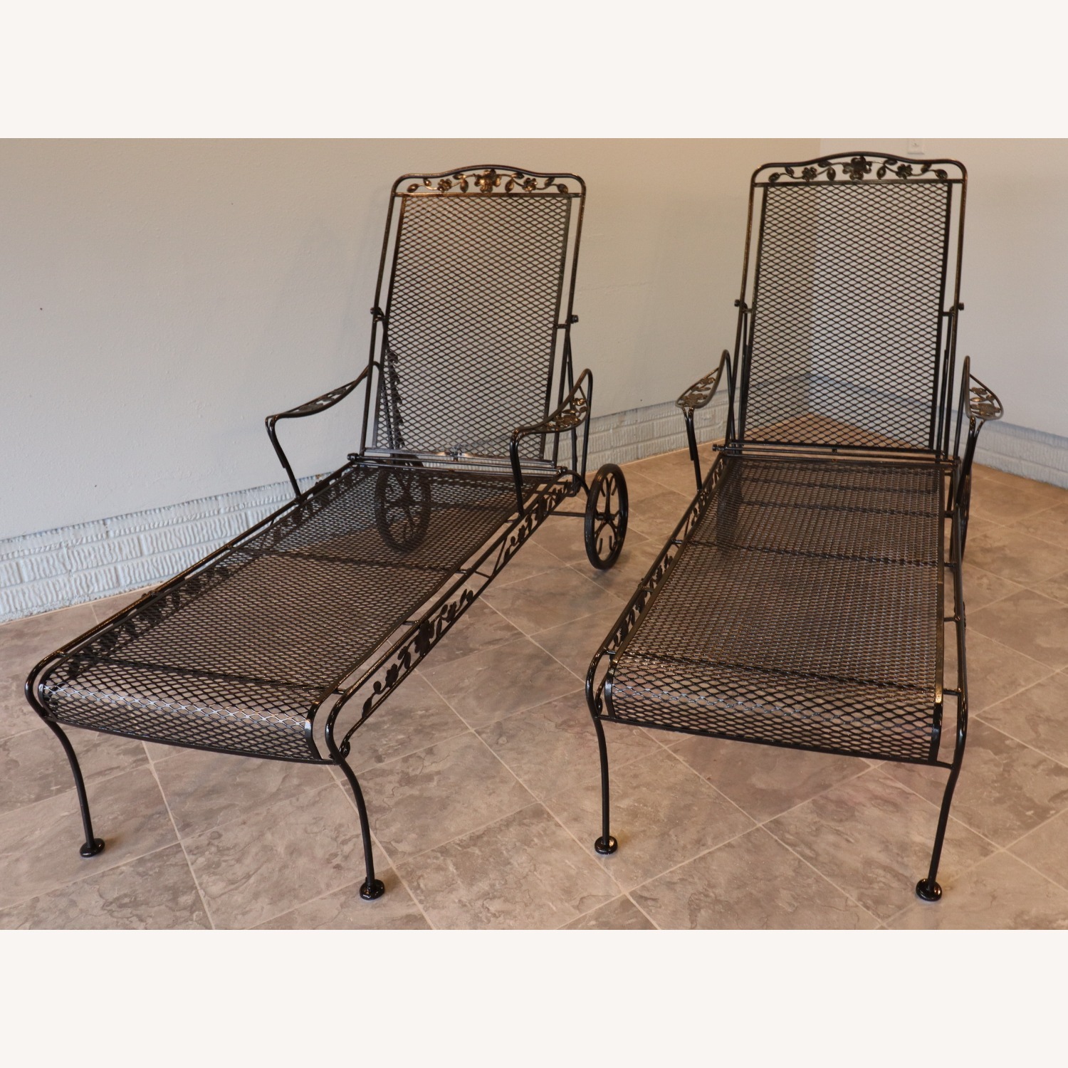 Sam Blount Company Wrought Iron FloralLoungers - image-2