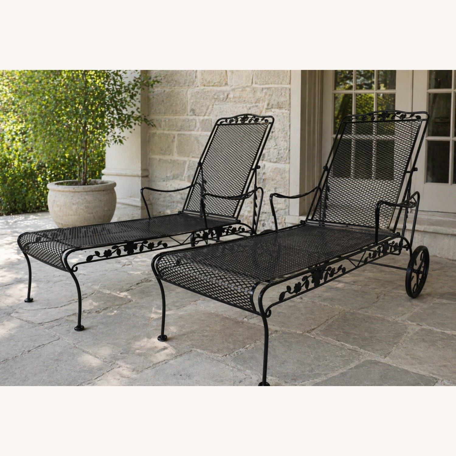 Sam Blount Company Wrought Iron FloralLoungers - image-1