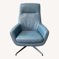 EQ3 Blue Leather Accent Chair