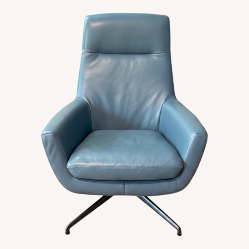 Used EQ3 Blue Leather Accent Chair for sale on AptDeco