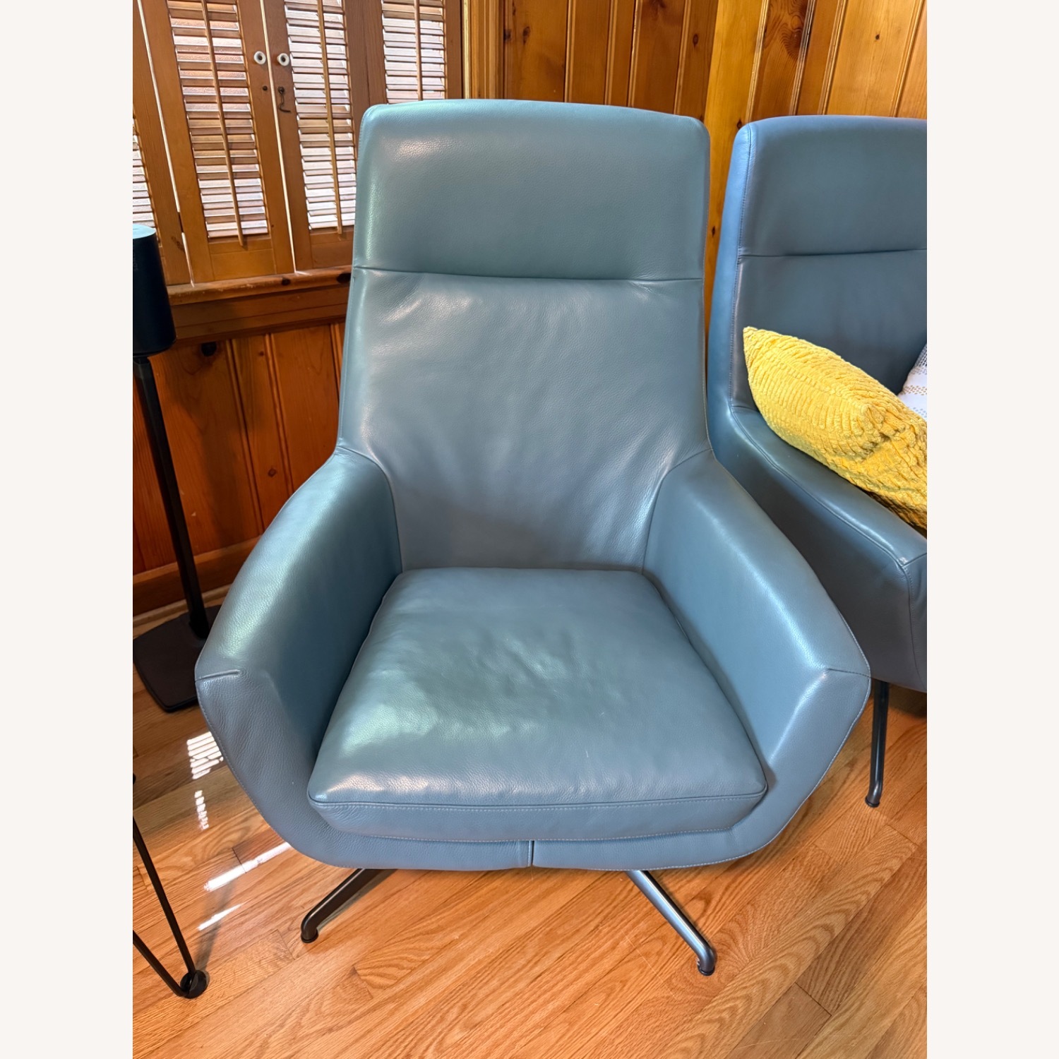 EQ3 Blue Leather Accent Chair - image-1