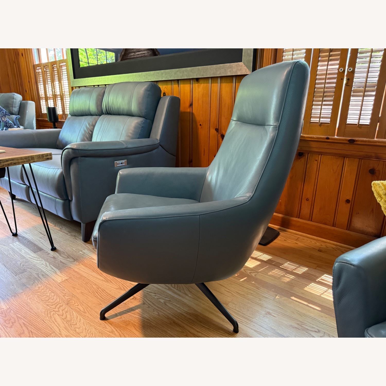 EQ3 Blue Leather Accent Chair - image-2