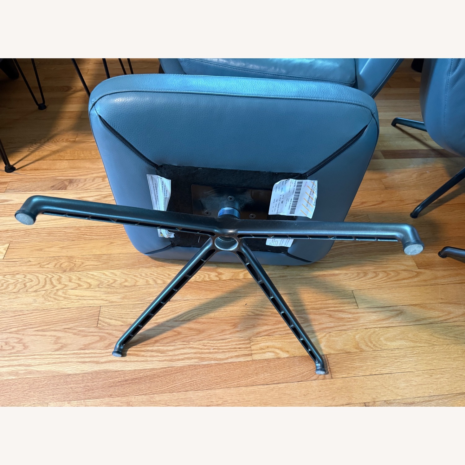 EQ3 Donna Blue Leather Ottoman - image-3