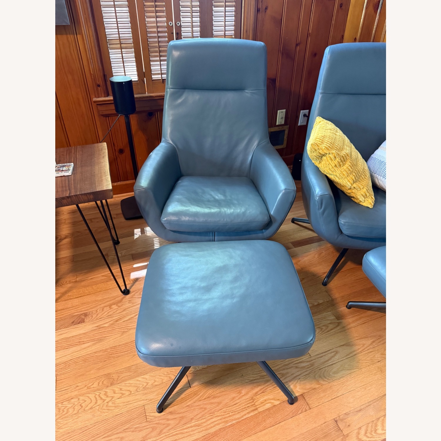 EQ3 Donna Blue Leather Ottoman - image-4