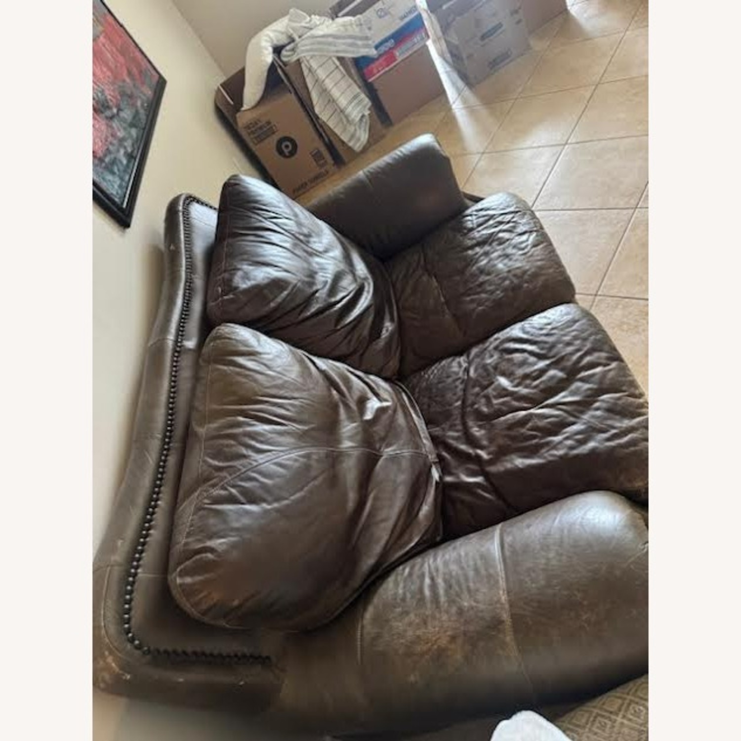 City Furniture Dark Brown Leather 2 Seater Sofa - image-3