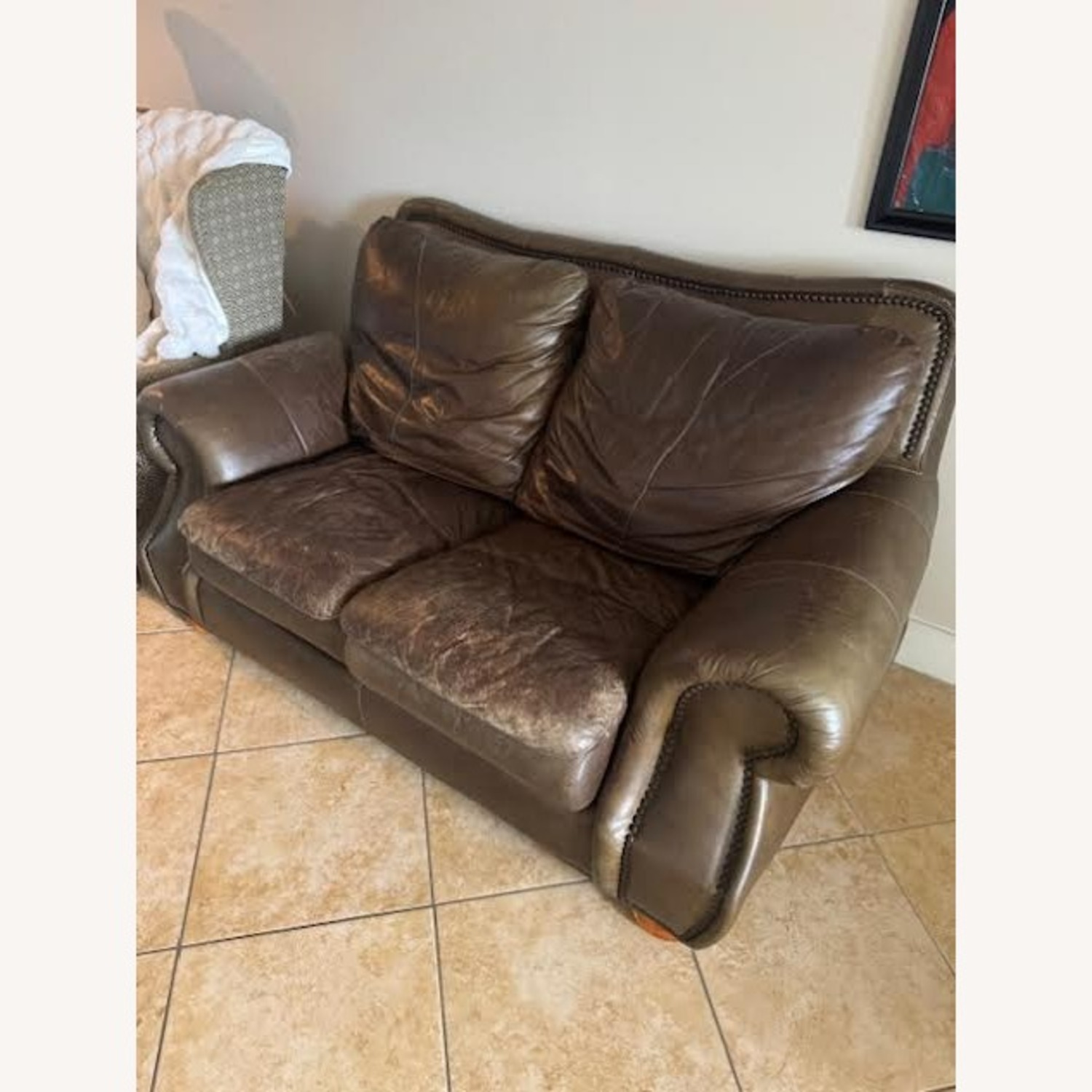 City Furniture Dark Brown Leather 2 Seater Sofa - image-2