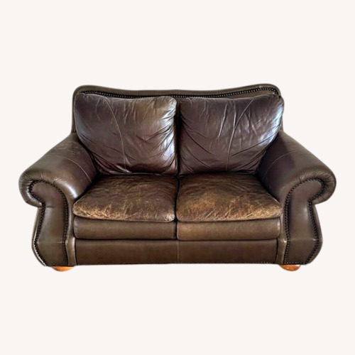 Used City Furniture Dark Brown Leather 2 Seater Sofa for sale on AptDeco