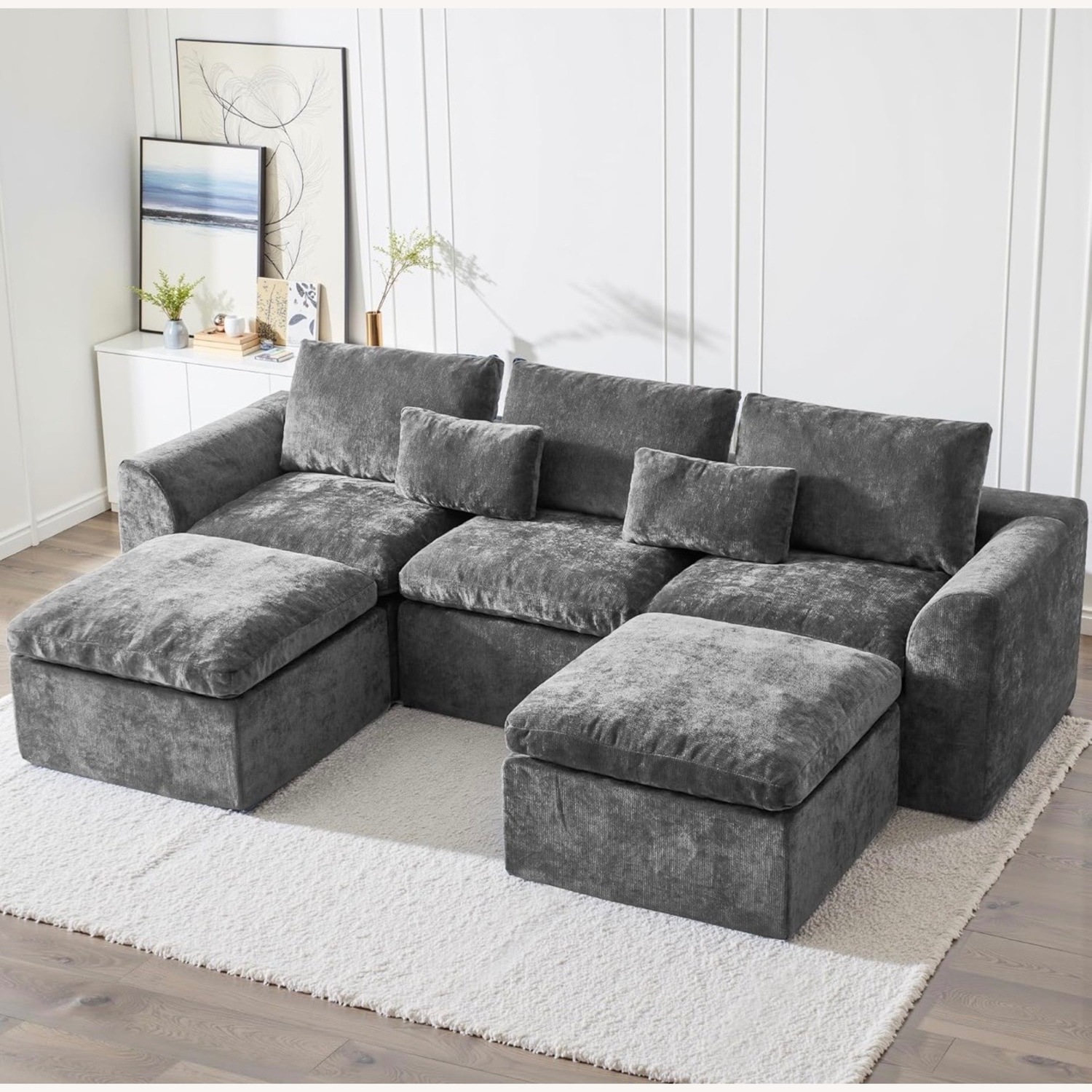 Living Spaces Light Gray 3+ Piece Sectional - image-1