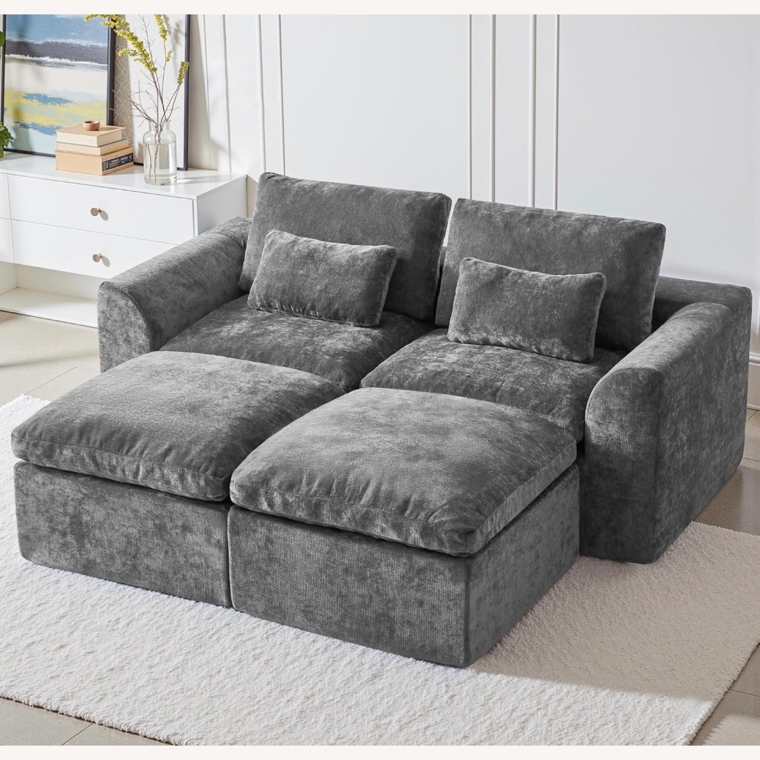 Living Spaces Light Gray 3+ Piece Sectional - image-3