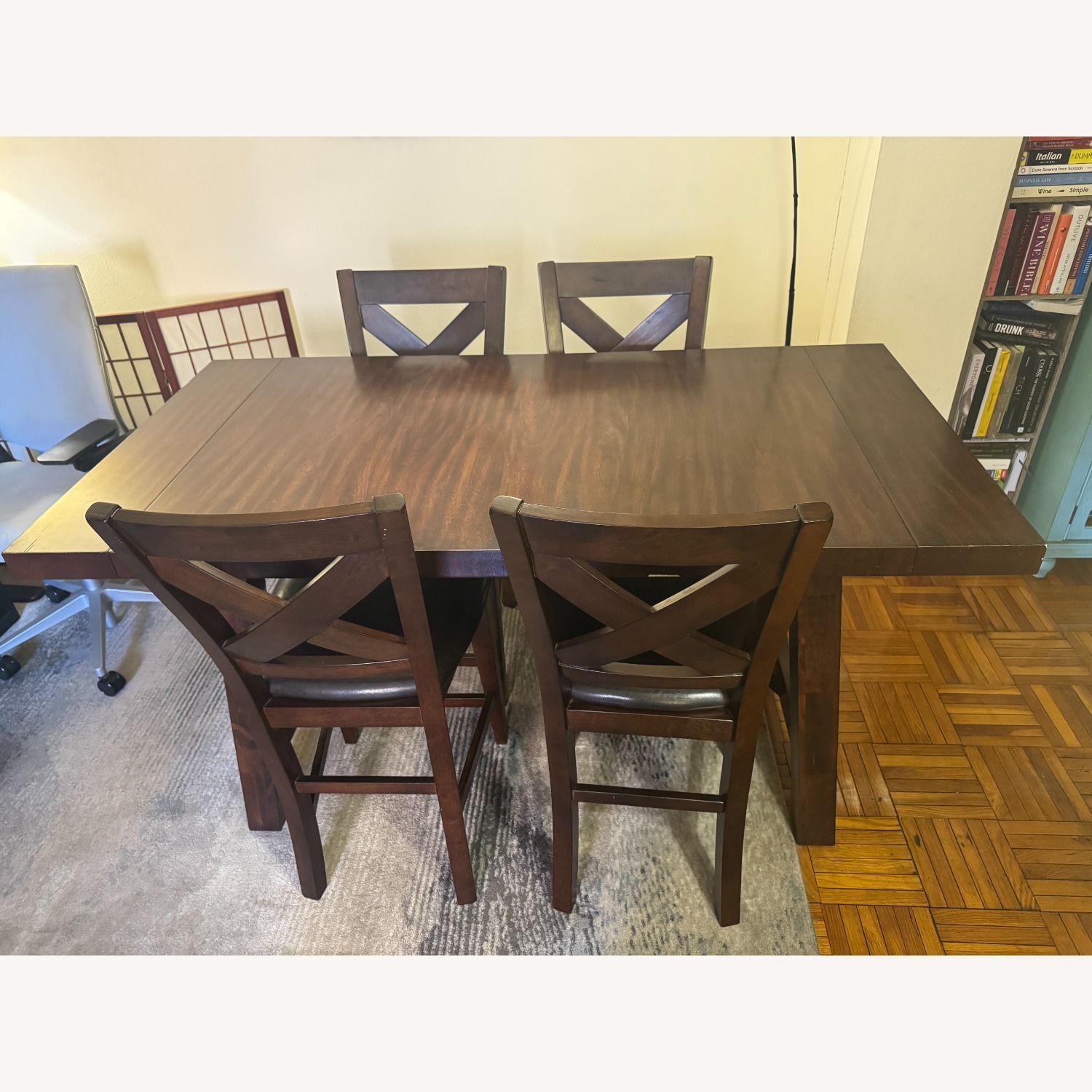 Raymour & Flanigan Double Bridge Counter Height Dining Set - image-1