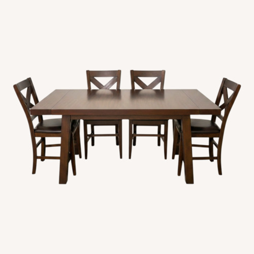 Used Raymour & Flanigan Double Bridge Counter Height Dining Set for sale on AptDeco