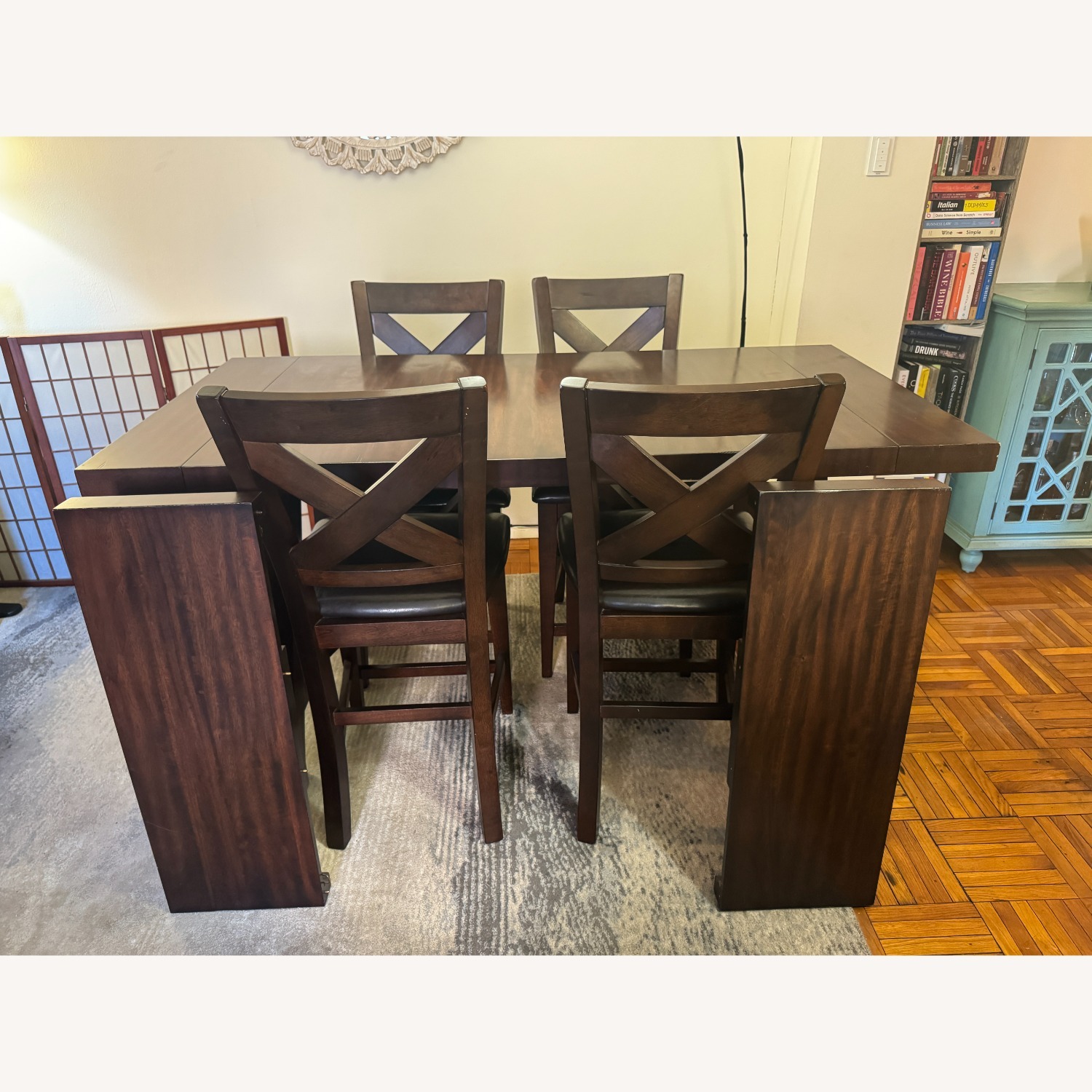 Raymour & Flanigan Double Bridge Counter Height Dining Set - image-4