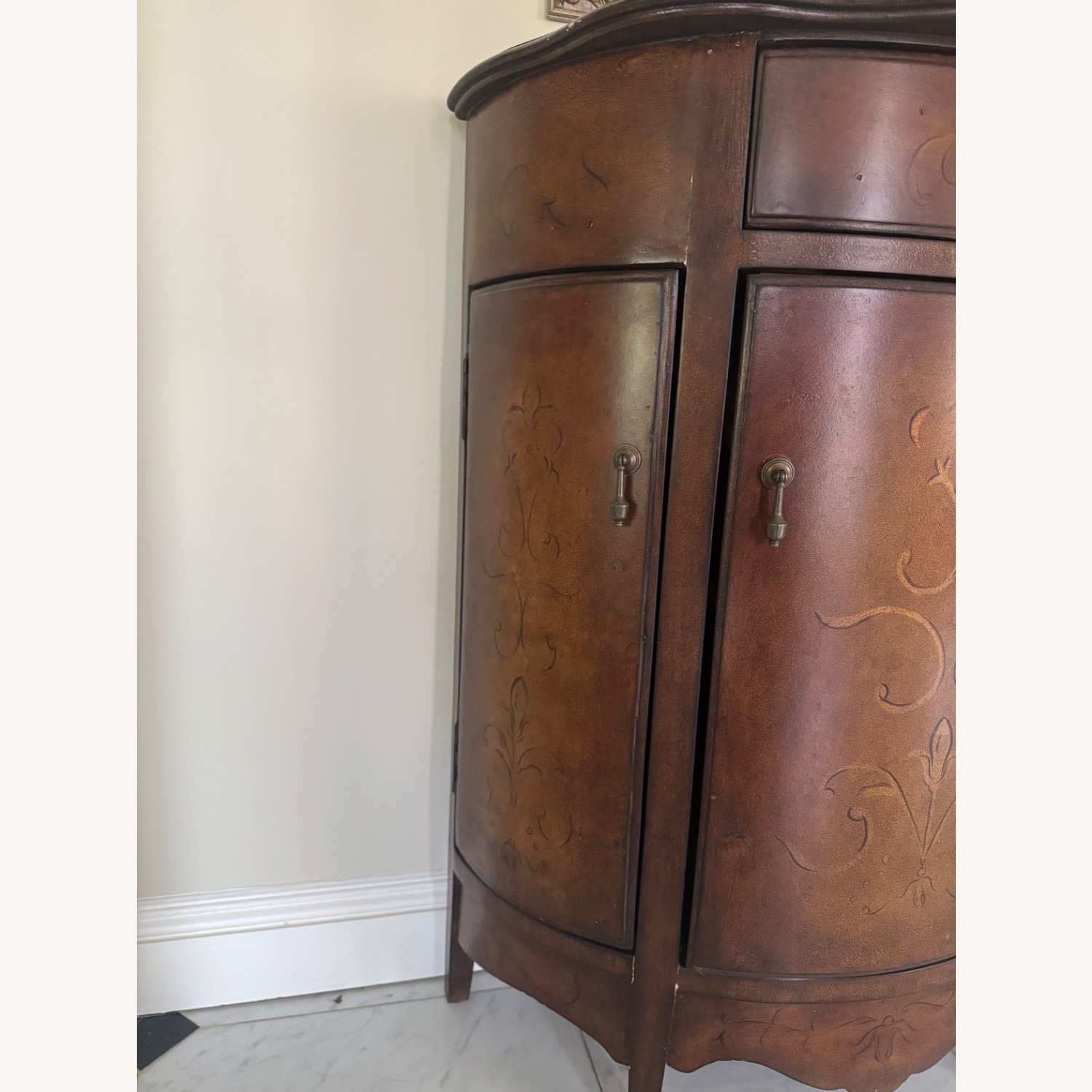 Dark Brown Wood Demilune Cabinet/Console - image-2