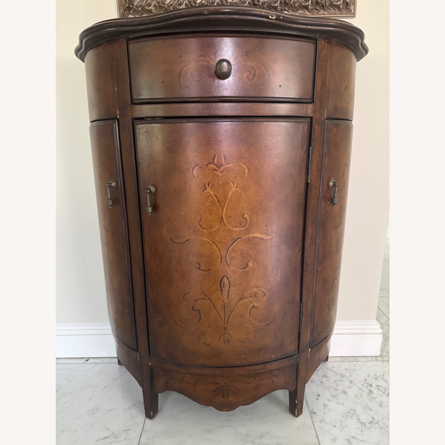 Dark Brown Wood Demilune Cabinet/Console - image-1