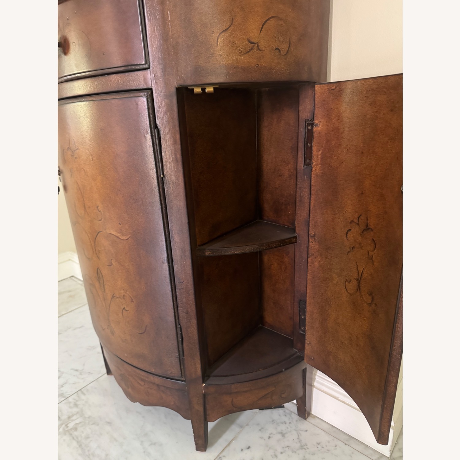 Dark Brown Wood Demilune Cabinet/Console - image-6