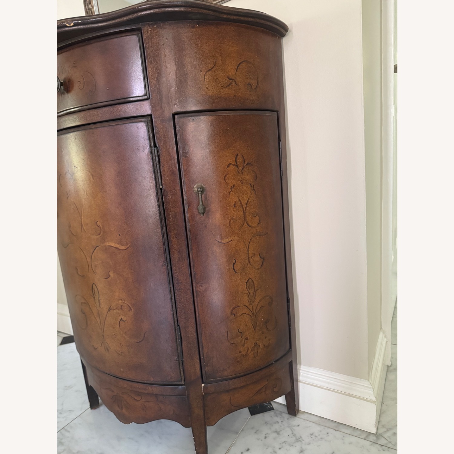 Dark Brown Wood Demilune Cabinet/Console - image-3
