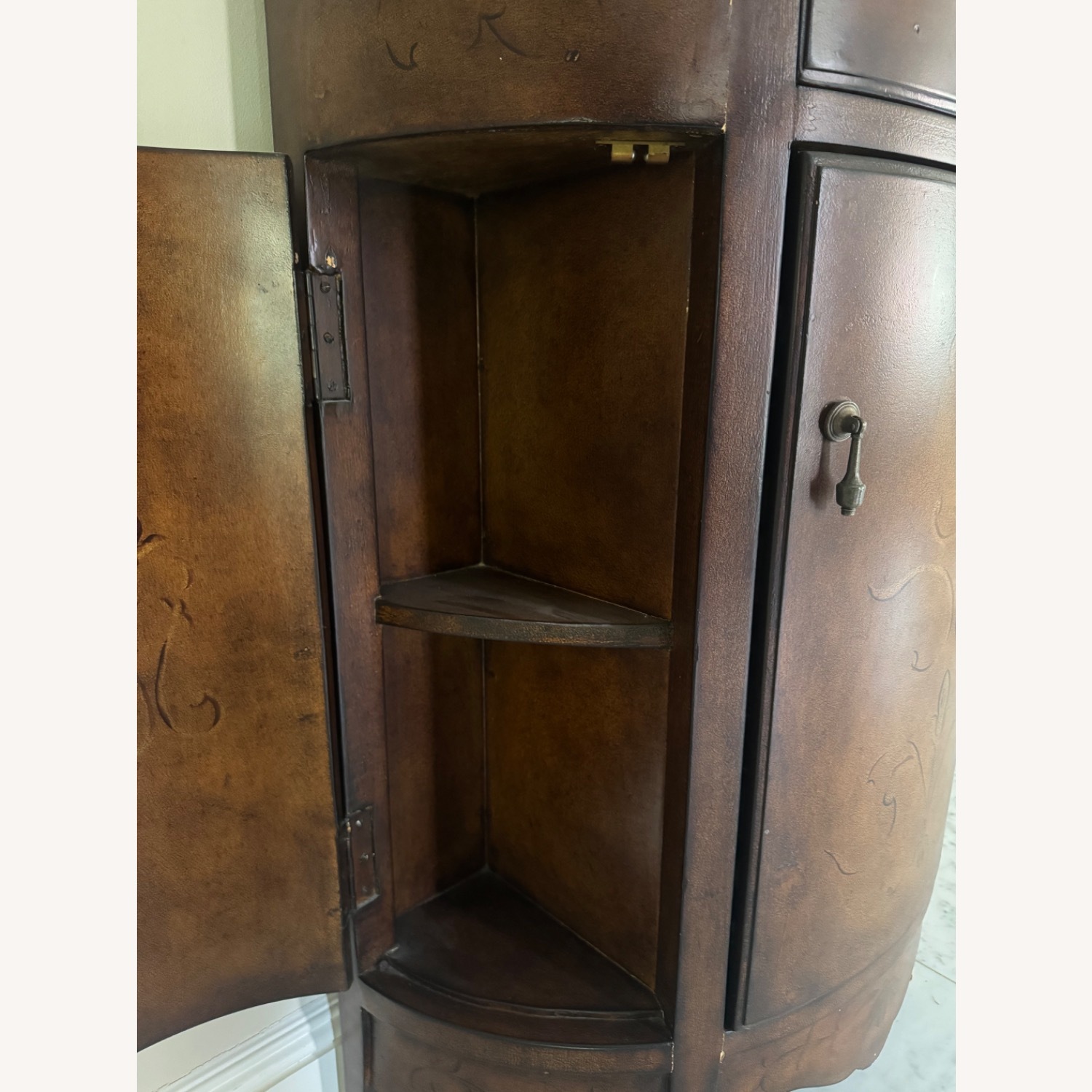 Dark Brown Wood Demilune Cabinet/Console - image-5