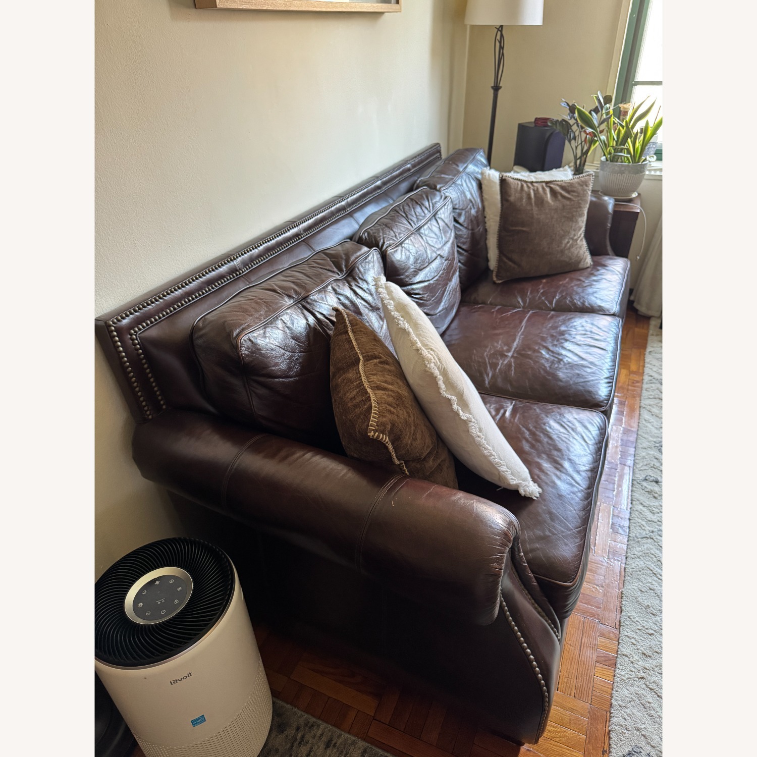 Raymour & Flanigan Dark Brown 3+ Seater Sofa 100% Leather - image-2