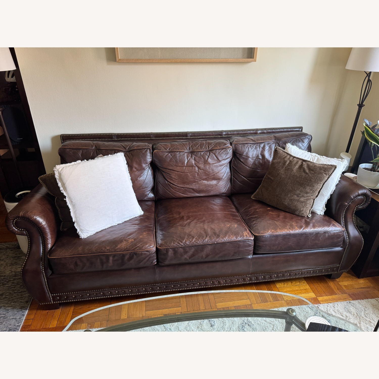 Raymour & Flanigan Dark Brown 3+ Seater Sofa 100% Leather - image-3