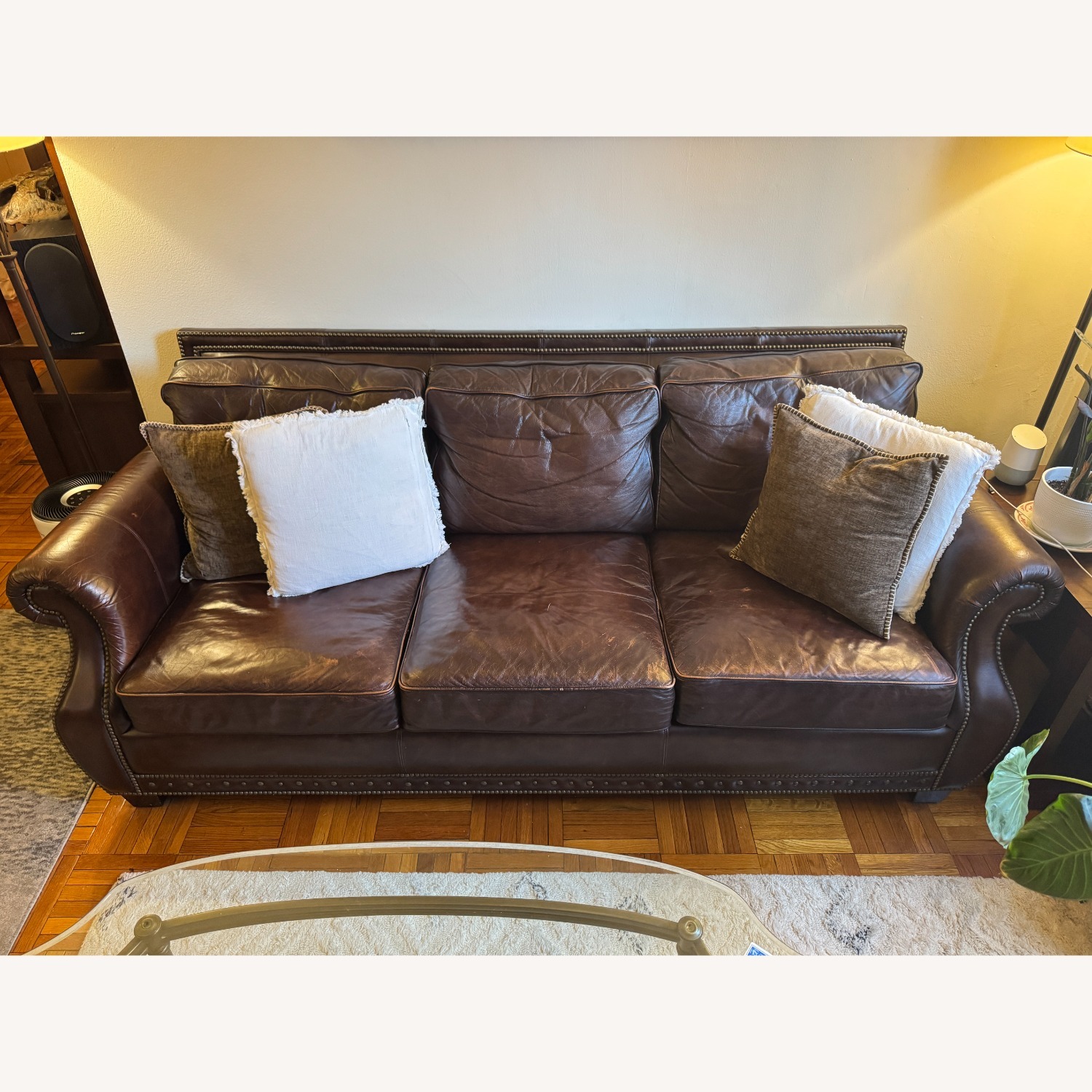 Raymour & Flanigan Dark Brown 3+ Seater Sofa 100% Leather - image-1