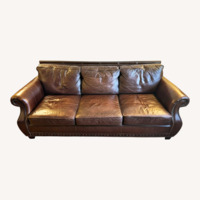 Raymour & Flanigan Dark Brown 3+ Seater Sofa 100% Leather