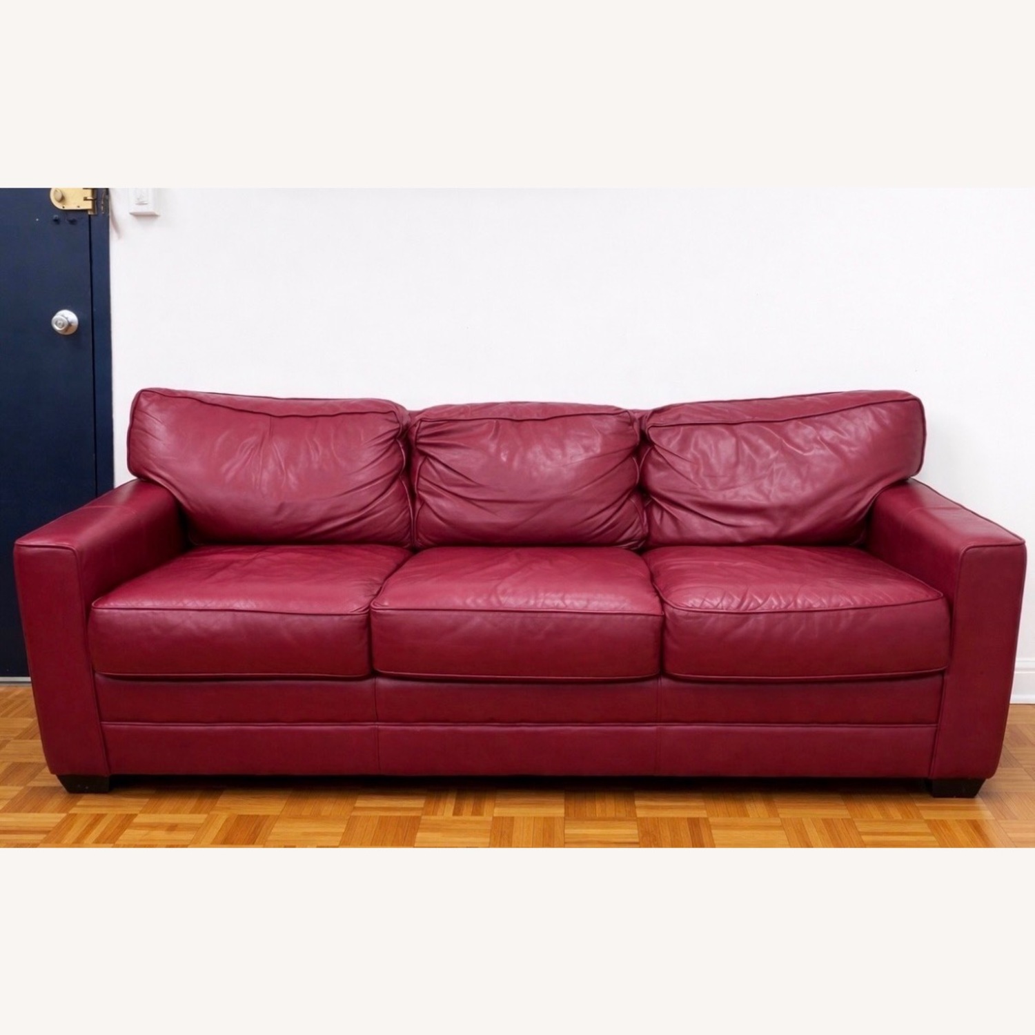 Sleeper Red Leather Sofa  - image-1